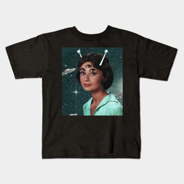 Alien Audrey Kids T-Shirt by cosmiceden